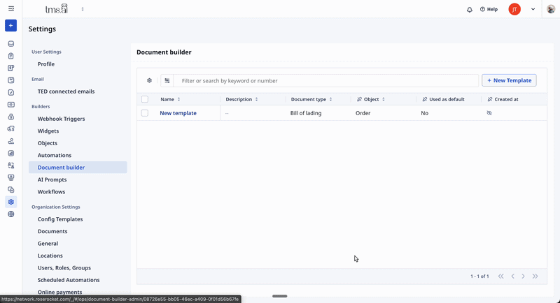 Document builder - New Document