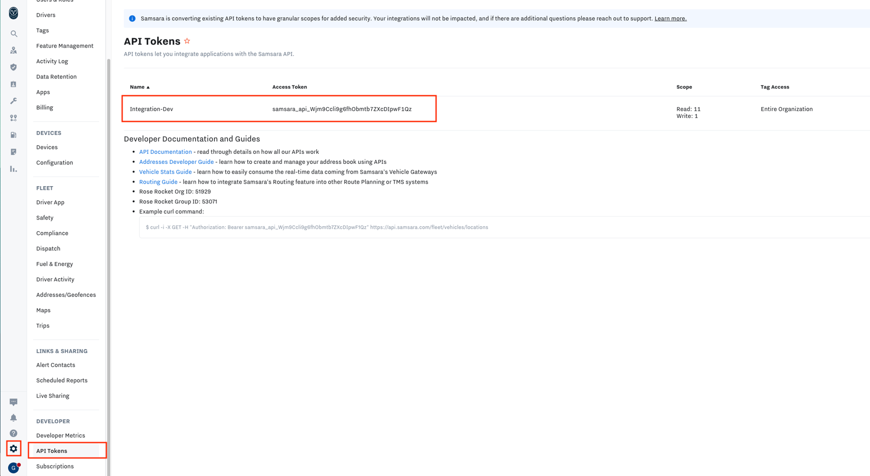 Api Samrena Samsara - Integration Setup