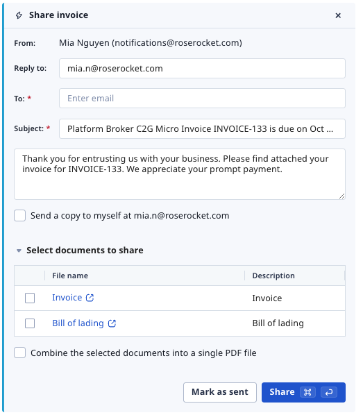 Create Invoices in Rose Rocket