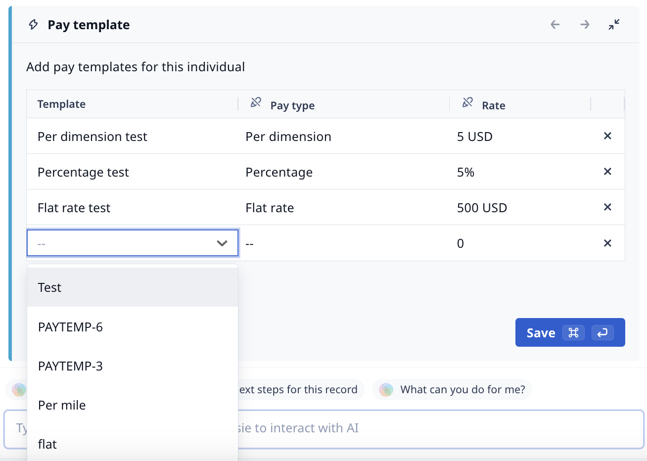 Assigning Pay Templates to Sales Representatives