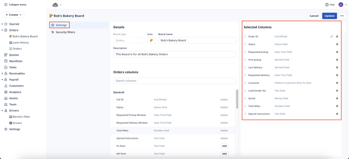 track and trace settings