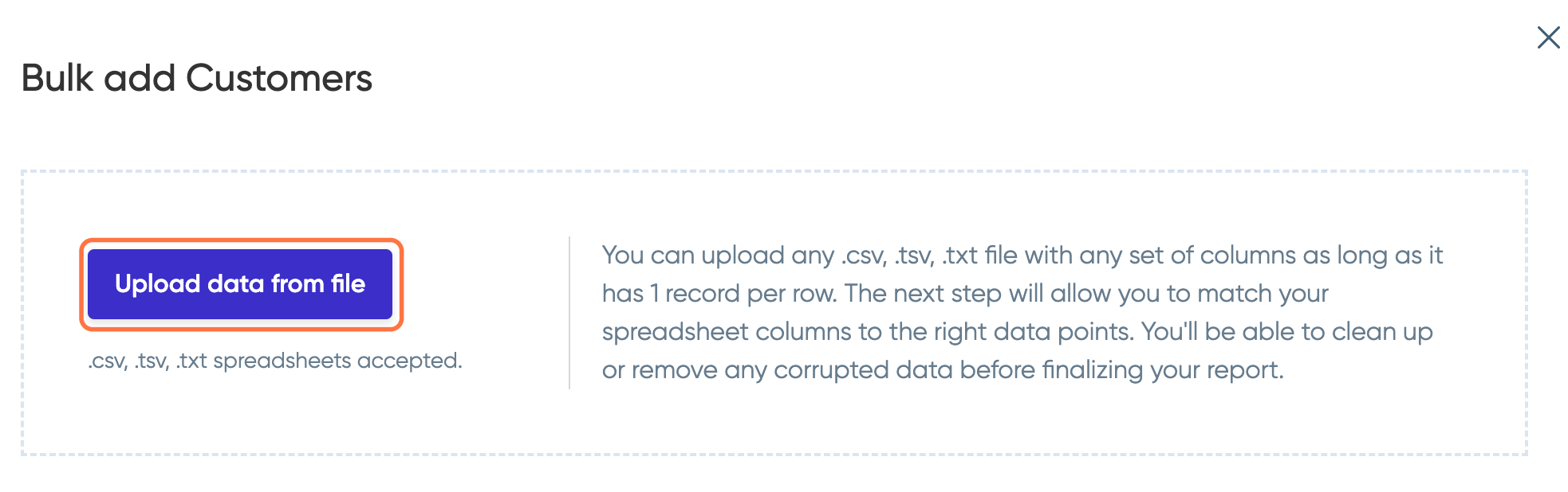 Click on Upload data from file.