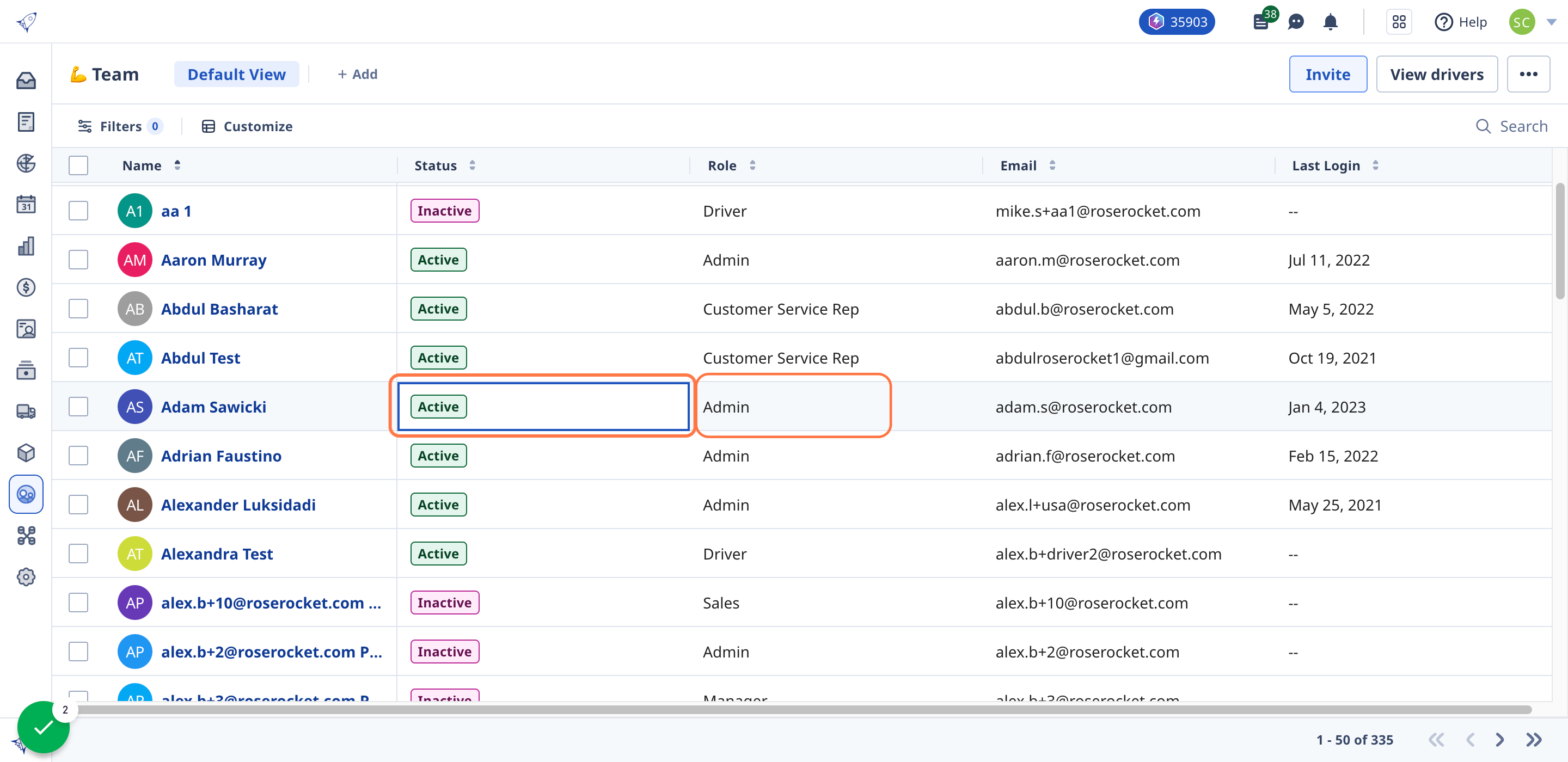 In-line editing is available for Status and Role on the Board. Update fields directly from the list without having to go into the profile page. Once selection is made, it will save automatically.